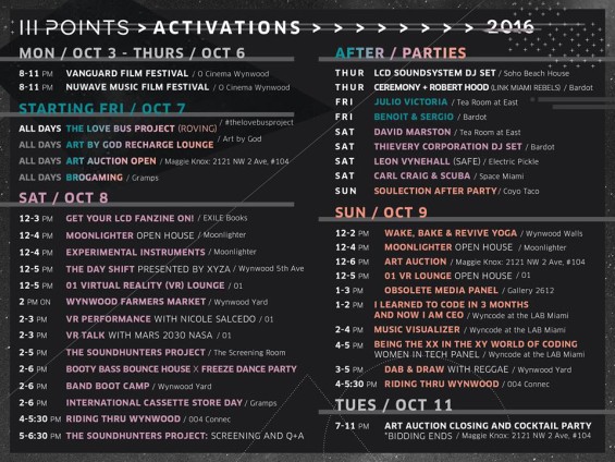 III Points Festival 2016 Activation Schedule  // DeeplyMoved